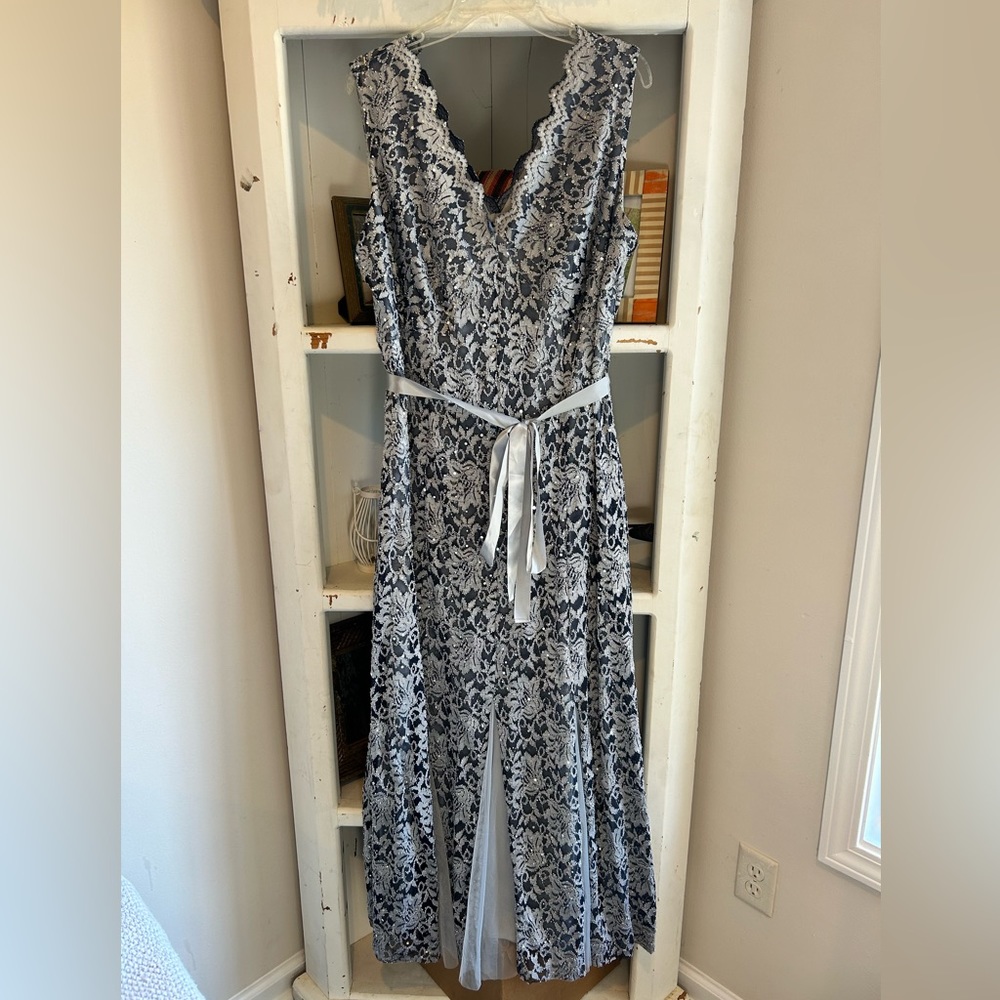 Stretchy Icy Blue Godet Formal Gown with sequins
